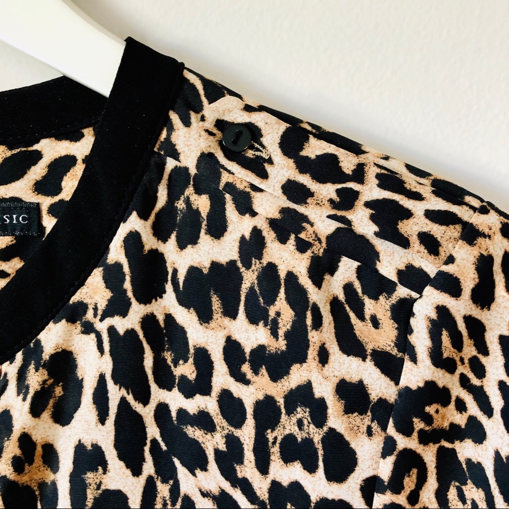 Zara Basic Leopard Print Button Blouse Small - Picture 7 of 11